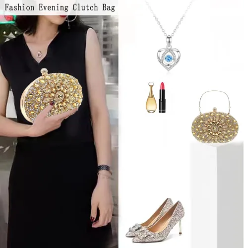 Miniatura 6 de Crbeqabe Bolso de mano de noche con diamantes de imitación para mujer, bolsos de mano con diamantes de novia, bolso de boda, baile de graduación