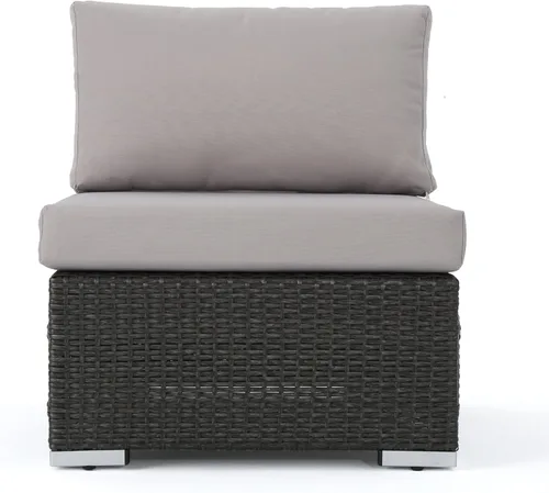 Miniatura 6 de Christopher Knight Home Santa Rosa - Asiento modular de mimbre sin brazos para exteriores con marco de aluminio y cojines resistentes al agua