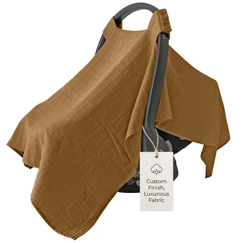 Miniatura 20 de MOZAH Funda de asiento de coche para bebé, hojas beige, 100% muselina orgánica, suave, transpirable y ligera, esencial para asiento de automóvil