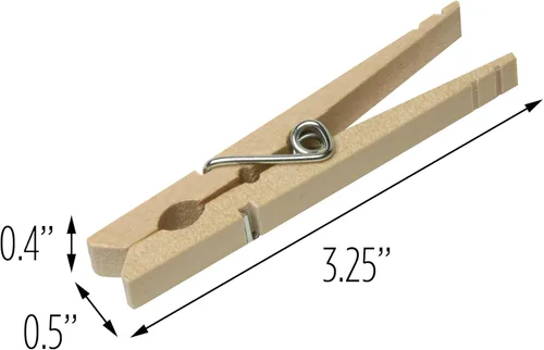 Miniatura 6 de Honey-Can-Do Pinzas/broches de madera para ropa con resorte., Madera, Marrón, 24-paquete