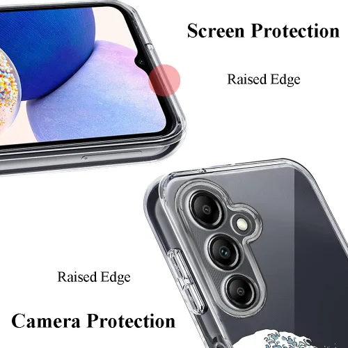 Miniatura 2 de Unov Funda diseñada para Galaxy A14 4G / 5G, funda transparente con patrón antideslizante en relieve, a prueba de golpes delgada protectora