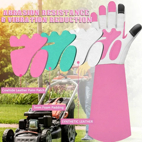Miniatura 3 de Guantes largos de jardinería para mujeres/hombres, guantes de poda de rosas a prueba de espinas, guantelete resistente, el mejor regalo de jardín