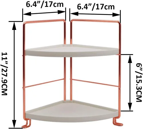 Miniatura 2 de Organizador de encimera de baño de 2 niveles, bandeja de tocador para cosméticos y maquillaje, estante de especias de cocina, estante de pie, Oro