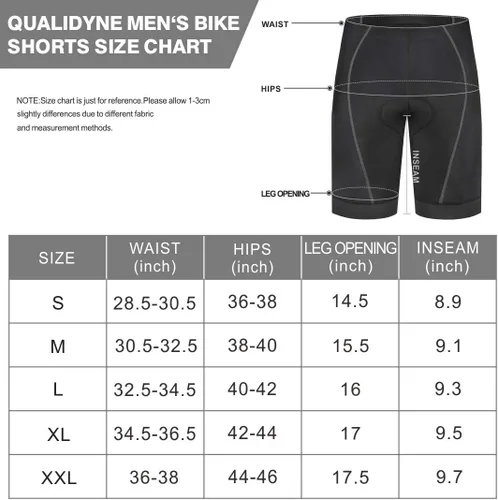 Miniatura 5 de Qualidyne - Shorts de ciclismo para hombre, con acolchado 3D, secado rápido y cómodos