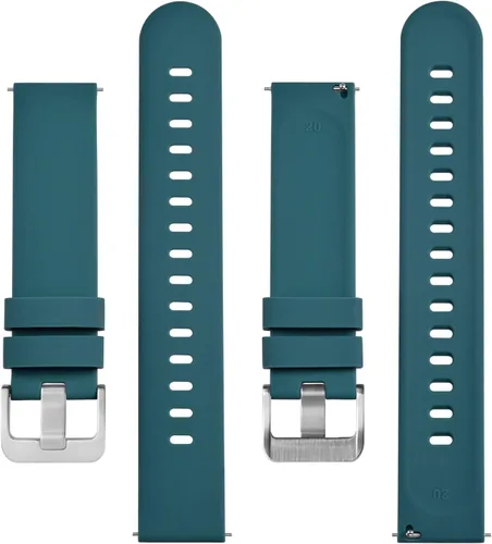 Miniatura 43 de BISONSTRAP Correas de reloj de silicona, correas de reloj delgadas con liberación rápida, 0.787 in, negro con hebilla negra