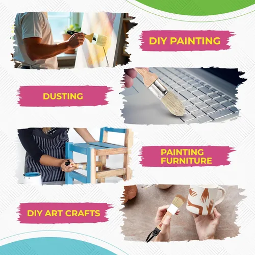 Miniatura 10 de Juego de pinceles de pintura de tiza, paquete de 2 pinceles de cera, 2.5 pulgadas, grandes, cerdas naturales, perfecto para pintura de muebles