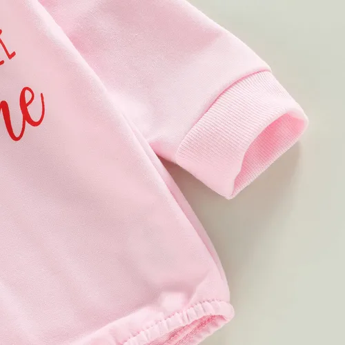 Miniatura 86 de SOLILOQUY Traje de manga larga con cuello redondo para el primer día de San Valentín para bebé niño y niña, mameluco de corazón de amor