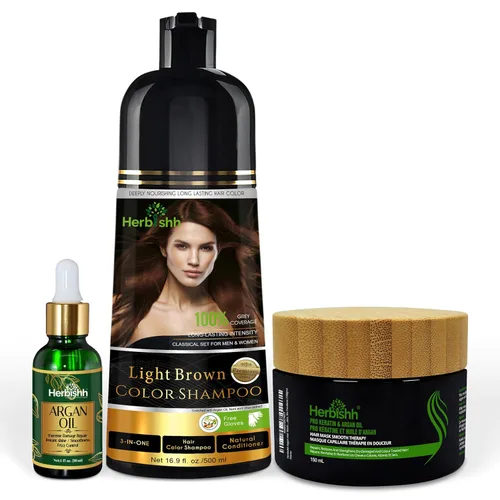 Herbishh After Color Shampoo Combo, 1 champú de color para el cabello, tinte para el cabello, 16.9 fl oz de aceite de argán + 1.0 fl oz de queratina