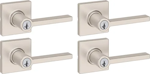 Miniatura 29 de Kwikset Casey - Manija de puerta de paso interior, palanca para puertas de armario y pasillo, manija reversible sin bloqueo, negro mate
