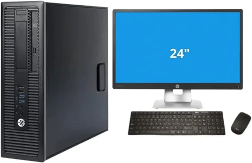 HP Computadora de escritorio EliteDesk 800 G1 SFF, Quad Core i5 Business Desk Top, nuevo monitor LED de 24 pulgadas, 16 GB de RAM, nuevo SSD de 1