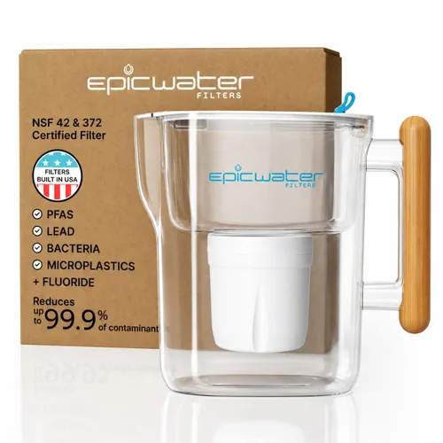 Miniatura 9 de Epic Water Filters Jarras con Filtro Puro para Agua Potable, Filtro de 10 Tazas 150 Galones, Tritan Libre de BPA, Elimina Fluoruro, Cloro, Plomo