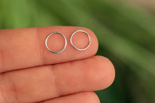 Miniatura 135 de Aretes de aro de oro de plata – Aretes de aro para mujer, dos piezas de aros de plata fina rellenos de oro, aro de hélice, anillo de tragus, aro