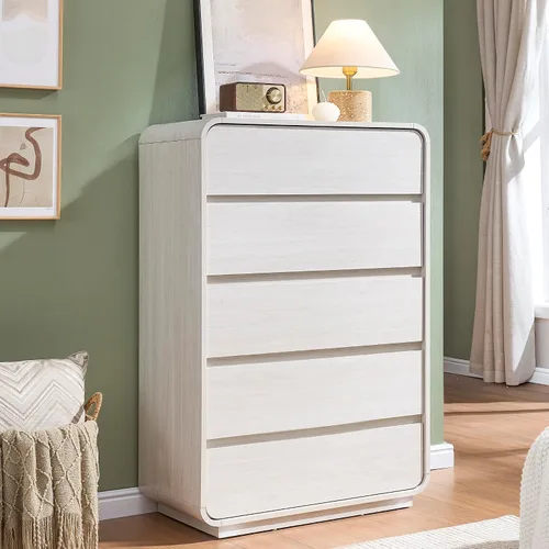 Miniatura 11 de Standifurno Cómoda de 29.5'' de Ancho para Clóset, Cajones Negros con Diseño Curvo, Cajonera con 5 Cajones, Cajón Vertical con Amplio