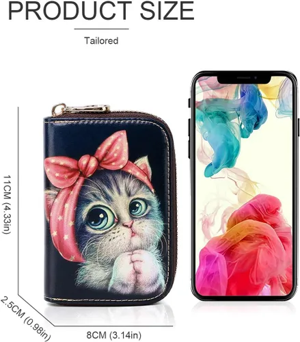 Miniatura 5 de APHISON - Tarjetero con protección RFID, carteras , funda para tarjetas de cuero con cremallera para mujerniñacaja regalo