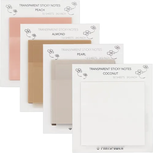 Miniatura 10 de Notas adhesivas transparentes pastel, 4 paquetes de notas adhesivas transparentes de 3 x 3 pulgadas para anotar, suministros de diario bíblico