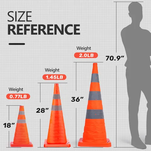 Miniatura 5 de BATTIFE [Paquete de 2] Conos de seguridad de tráfico plegables de 36 pulgadas, conos naranjas, conos emergentes multiusos con collar reflectante