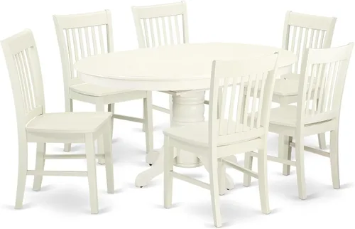 Miniatura 11 de East West Furniture AVNO5-OAK-W - Juego de comedor de 5 piezas para 4 personas, incluye una mesa de comedor ovalada con hojas de mariposa y 4 sillas
