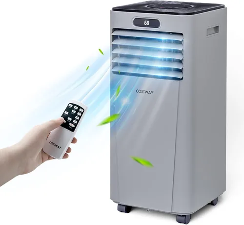 COSTWAY - Aire acondicionado portátil, enfriador de aire de 10000 BTU con modo de secado/ventilador/reposo, 2 velocidades, función de temporizador