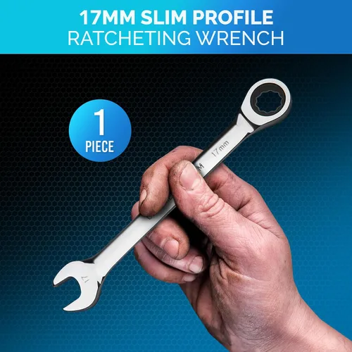 Miniatura 2 de Llave de 17mm - Llave de trinquete - Perfil delgado - Llave de carraca - 100% Garantía de satisfacción de por vida