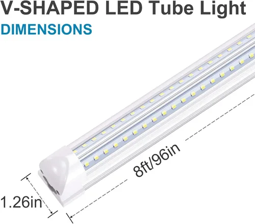 Miniatura 3 de Tubo de luz LED de 8 pies, tubos LED integrados T8, 72 W, 7200 lm, 6000 K, blanco frío, cubierta transparente, luz de tubo en forma de V de doble