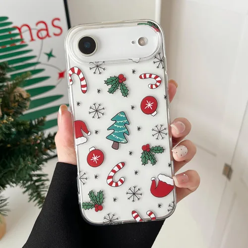 Miniatura 17 de RALEAVO Funda de Navidad Transparente Clara para iPhone 11, bonita funda de invierno para mujeres, niñas y niños con sombreros, campanas, delgada