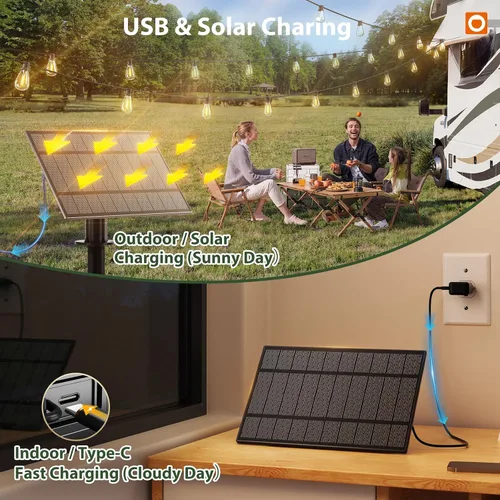 Miniatura 5 de addlon Luces de Cadena Solares de 104 Pies (98 Pies + 6) para Exteriores Impermeables con Puerto USB y Control Remoto Luces Solares para Patio
