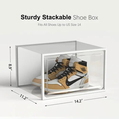 Miniatura 5 de SEE SPRING Paquete de 6 cajas de almacenamiento de zapatos, organizador de zapatos apilable de plástico transparente para armario, contenedores