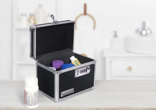 Miniatura 2 de Vaultz Caja de Seguridad para Medicamentos con Cerradura - 5 x 7 x 5 Pulgadas - Caja Fuerte Segura con Cerradura de Combinación - Ideal para Negro