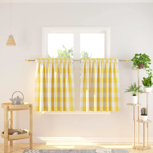 Miniatura 67 de Cenefas de cortina para ventana de 16 pulgadas de largo, 2 paneles de cuadros búfalo, cortinas pequeñas con bolsillo para barra, estilo clásico