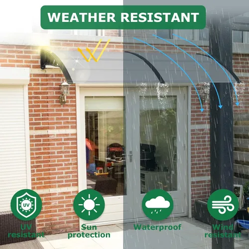 Miniatura 4 de Toldo para puerta de ventana de 80 x 40 pulgadas, cubierta de policarbonato para puerta de entrada, toldo exterior para ventana exterior, UPF 50+