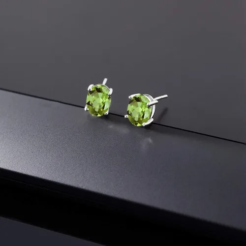 Miniatura 98 de Gem Stone King Aretes de oro de 14 quilates con piedra natal ovalada de 0.315 x 0.236 in Aretes de oro para mujer