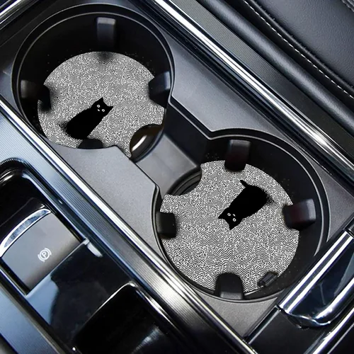 Miniatura 13 de WOCOCN Posavasos para automóvil, portavasos para automóvil, 2.75 pulgadas, antideslizantes y absorbentes, bonitos accesorios interiores para Negro