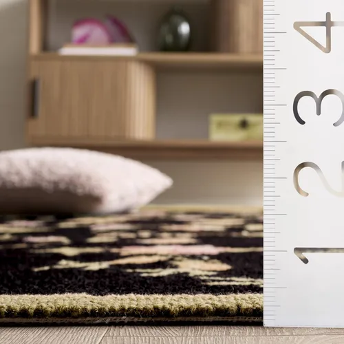 Miniatura 5 de SAFAVIEH Chelsea Collection - Alfombra decorativa de 1 pies 8 pulgadas x 2 pies 6 pulgadas, color negro, lana de campo francesa enganchada a mano