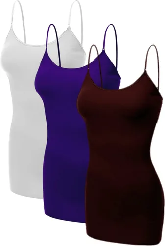 Miniatura 308 de Emmalise Camisola larga casual básica para mujer, con tirantes ajustables, top en capas