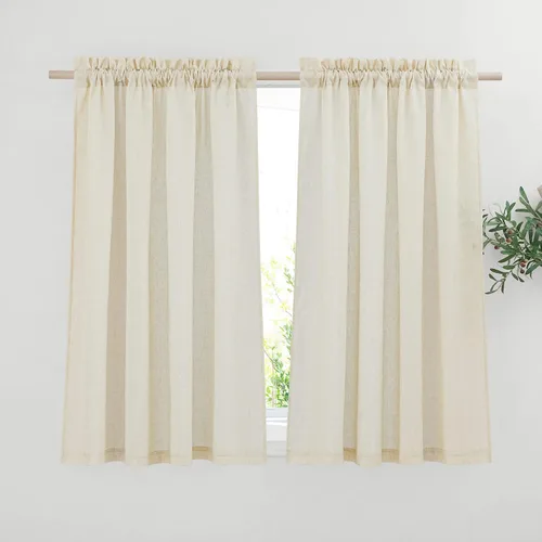 Miniatura 23 de NICETOWN - Cortinas gruesas de lino para sala de estar, juego de 2 paneles, con trabilla trasera/bolsillo para barra y cinta de pliegues, privacidad