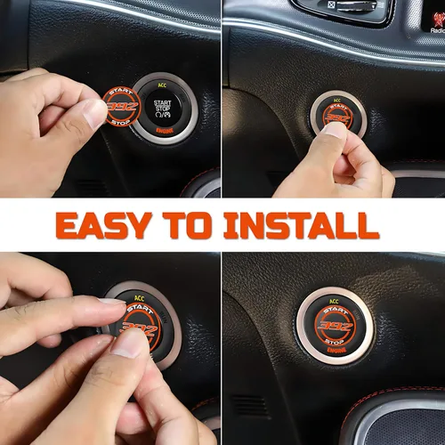 Miniatura 7 de TOOLEPIC - Cubierta de botón de arranque para Dodge Challenger Charger Durango, accesorios 2015-2025 - Kit de interruptor de encendido de arranque