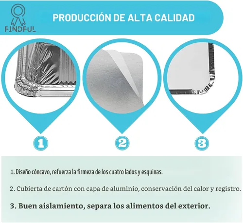Miniatura 4 de Sartenes de aluminio con tapas (paquete de 50 unidades, 8.5 x 6 pulgadas), recipientes de alimentos de aluminio de 2.25 libras con tapas, 50