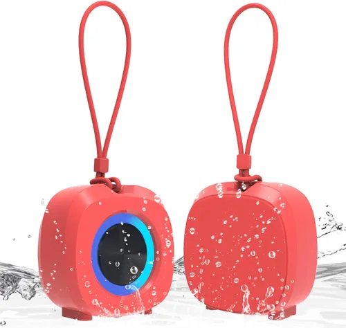 Miniatura 9 de PEICHENG Altavoz, pequeño altavoz portátil Bluetooth inalámbrico IPX5 impermeable para ducha, sonido estéreo fuerte, graves profundos, par TWS, Gris
