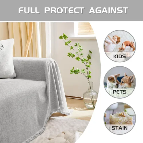 Miniatura 7 de MEETSKY Funda para Sofá Seccional en Forma de L, Fundas para Sofá, Protector de Sofá, Funda Protectora Lavable, Fundas para Sofá Seccional, Tela