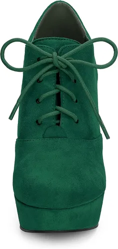 Miniatura 3 de Allegra K Botas de plataforma con cordones gruesos para mujer