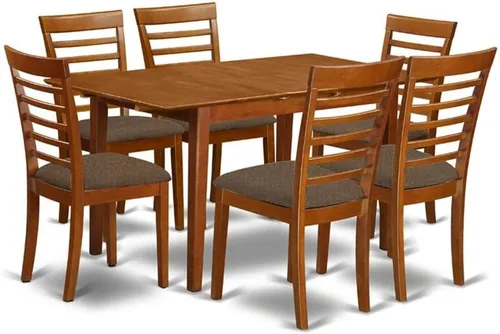 Miniatura 10 de East West Furniture PSML6D-MAH-W - Juego de mesa de comedor moderno de 6 piezas que contiene una mesa rectangular de madera con hoja de mariposa y 4