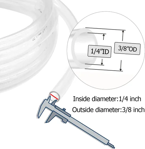 Miniatura 2 de Tubo de vinilo transparente de 1/4 pulgadas de diámetro interior x 3/8 pulgadas de diámetro exterior a 25 pies y 60 PSI, tubo de plástico ligero
