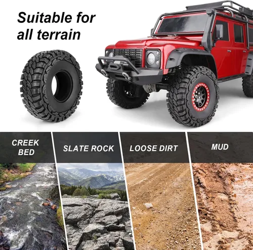 Miniatura 4 de Hobbypark Neumáticos RC 1.9 RC de 4.4 pulgadas de alto, goma suave, buen agarre para escala 1/10 TRX4 Axial SCX10 Redcat Gen 8 RC4WD Rocks Mud Dirt