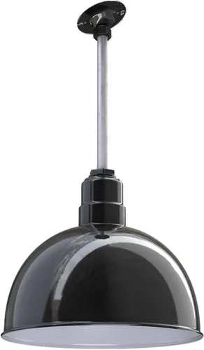 Miniatura 55 de Steel Lighting Co. Colgante de cuenco rosa Lámpara montada en el techo Cúpula de 15 pulgadas vástago de 12 pulgadas Estilo granero de acero