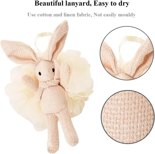 Miniatura 5 de Cepillo de baño de mango largo para ducha + esponja de baño gris Luffa