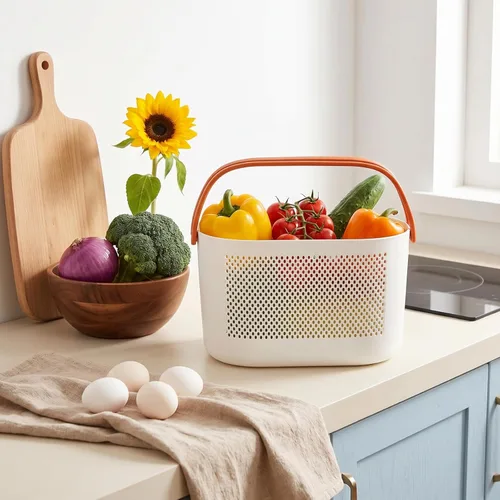 Miniatura 5 de AVLA Paquete de 4 cestas portátiles para ducha, cestas de almacenamiento de plástico con asas, organizador de artículos de tocador de drenaje, bolsa