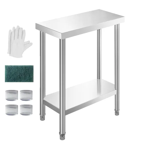 Miniatura 12 de NSF - Mesa de acero inoxidable para preparación y trabajo con ruedas de 24 x 12 pulgadas, mesa de cocina comercial de metal con estante inferior
