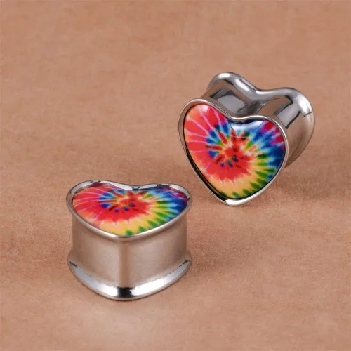 Miniatura 4 de 2 medidores de oreja de acero inoxidable con forma de corazón para orejas