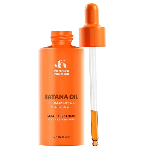 Panda's Promise Aceite de batana puro de Honduras, mezcla vegana y prensada en frío con aceite hidratante para el cabello de romero y ricino para un