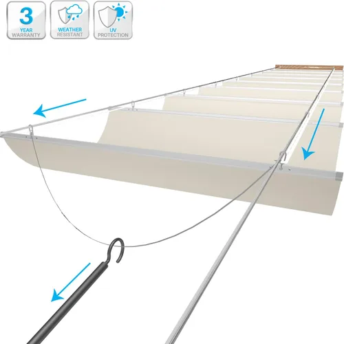 Miniatura 7 de Patio Cubierta de Sombra para Pérgola Impermeable Retráctil de 7 pies de ancho x 33 pies de largo, Repuesto de Toldo, Cubiertas de Tela para Beige